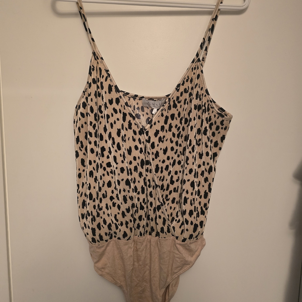 Wayf Black and Tan Animal Print Top